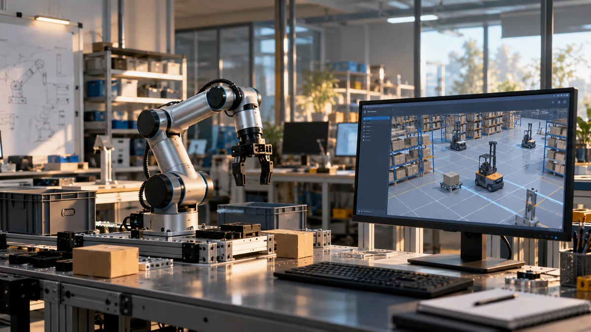 Scène industrielle observée sur un poste de simulation